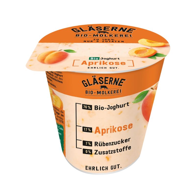 Gläserne Molkerei GM Bio Joghurt Aprikose 150g - Produktbild