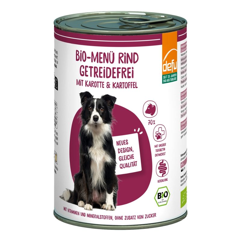 defu - Das Tierfutter vom Bio-Bauern Hund Bio-Menü Rind getreidefrei mit Karotte & Kartoffel - Produktbild