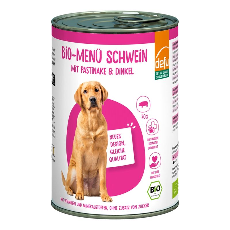 defu - Das Tierfutter vom Bio-Bauern Hund Bio-Menü Schwein mit Pastinake & Dinkel - Produktbild