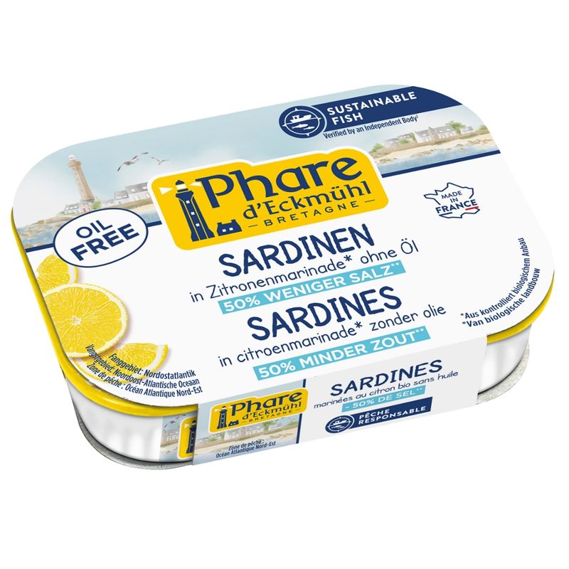 Phare d´Eckmühl Sardinen MSC in ölfreier Marinade mit Zitrone, mit reduziertem Salzgehalt - Produktbild