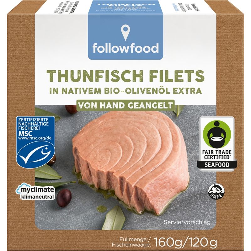followfood Thunfisch Filets in Bio-Olivenöl extra, von Hand geangelt - Produktbild