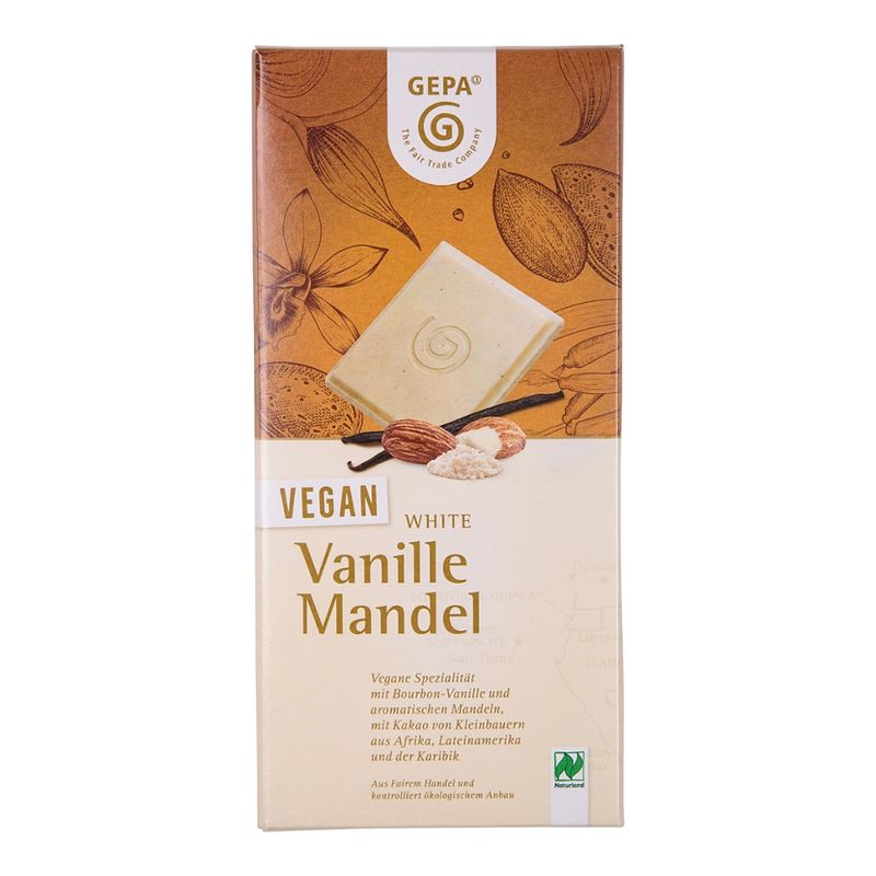GEPA - The Fair Trade Company Bio Vegan White Vanille Mandel Kakaobutterzubereitung mit Vanille und Mandel - Produktbild