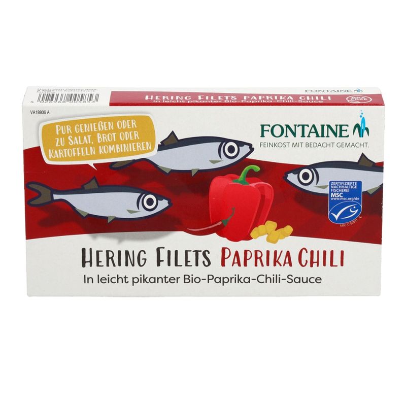 Fontaine Zarte Heringsfilets in Bio-Paprika-Chili-Sauce - Produktbild