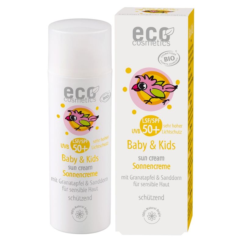 eco cosmetics Baby & Kids Sonnencreme LSF 50+ mit Granatapfel und Sanddorn - Produktbild