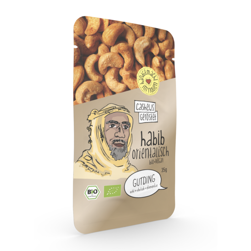 GUTDING Habib - geröstete Bio-Cashews orientalisch im PP-Tütchen, ohne Zuckerzusatz, glutenfrei & vegan - Produktbild