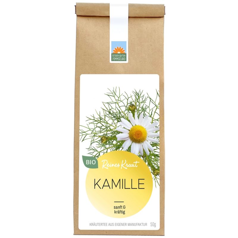 Kräutergarten Pommerland Bio Kamille in der  Papiertüte - Matricariae flos - Produktbild