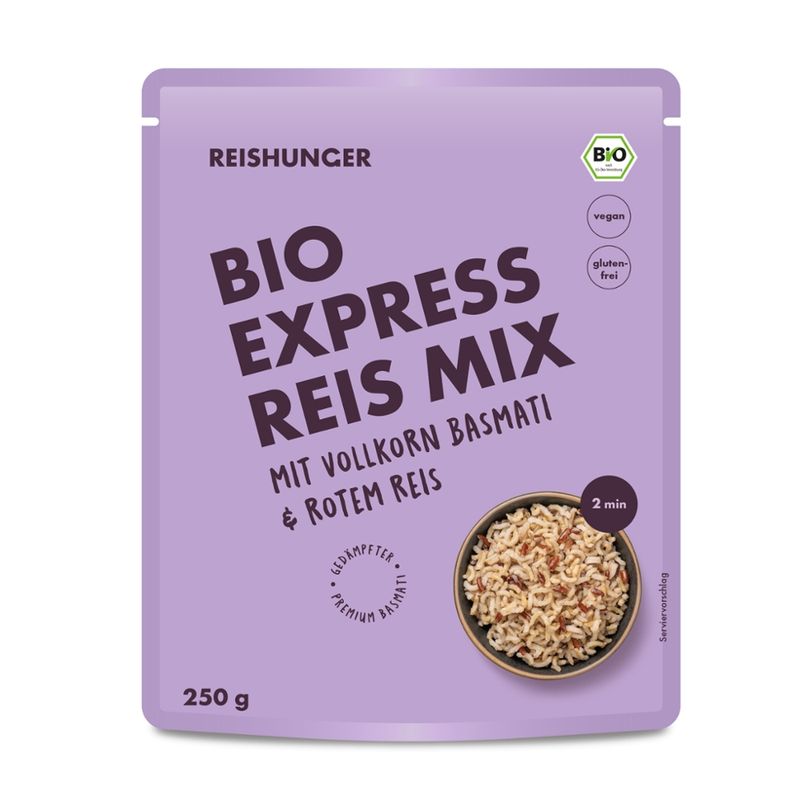 Reishunger Reishunger Express Reis Mix Vollkorn Basmati + Roter Reis, Bio, Kontrollnummer IT-BIO-009 (250g) - Produktbild