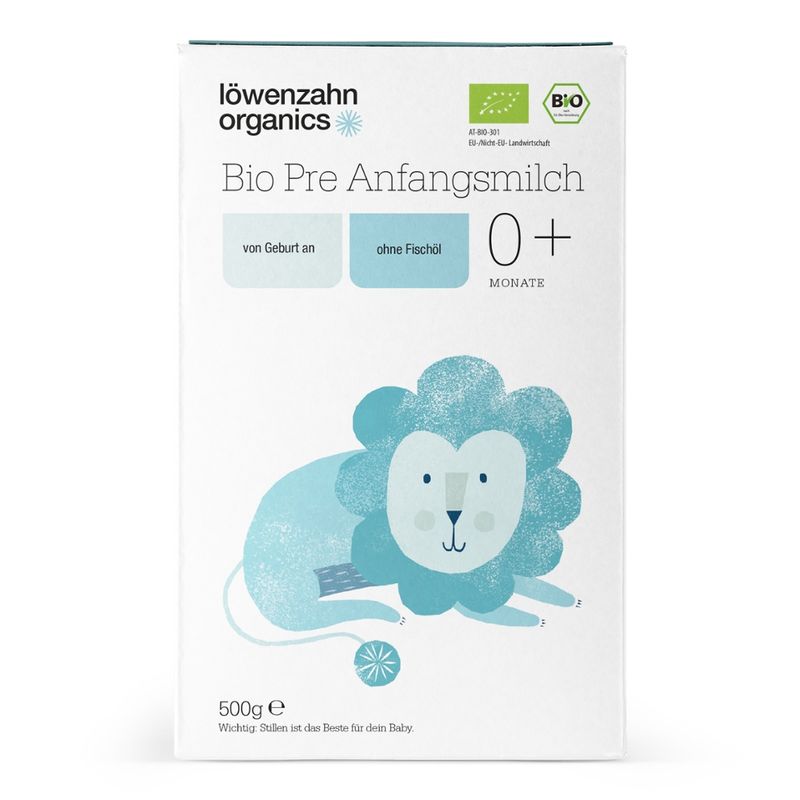 Löwenzahn Organics  Löwenzahn Organics Bio Pre Anfangsmilch von Geburt an 500 g - Produktbild