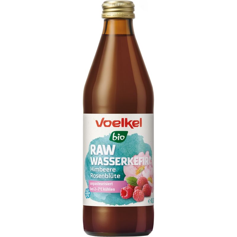 Voelkel RAW Wasserkefir Himbeere Rosenblüte, kühlpflichtig - Produktbild