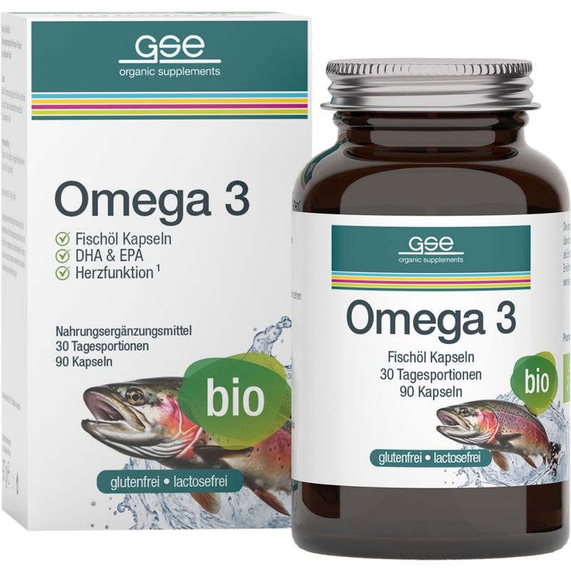 GSE  Omega 3 - Fischöl (Bio), 90 Kapseln à 1080 mg - Produktbild