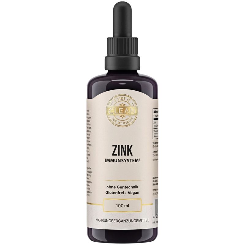 I LIKE IT CLEAN FOR MY HEALTH Zink Tropfen (100 ml) - 3,75 mg Zinksulfat pro Pipette (1ml) - magenschonende Formel, angenehmer Geschmack - laborgeprüft, vegan, ohne Alkohol - in Deutschland produziert - Produktbild
