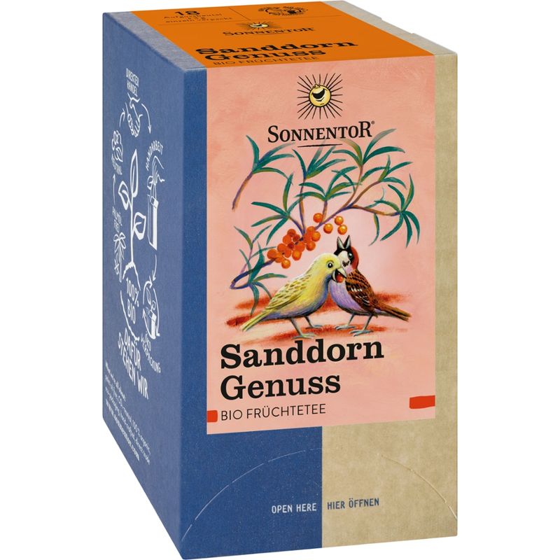 Sonnentor Sanddorn Genuss Früchtetee, Doppelkammerbeutel - Produktbild