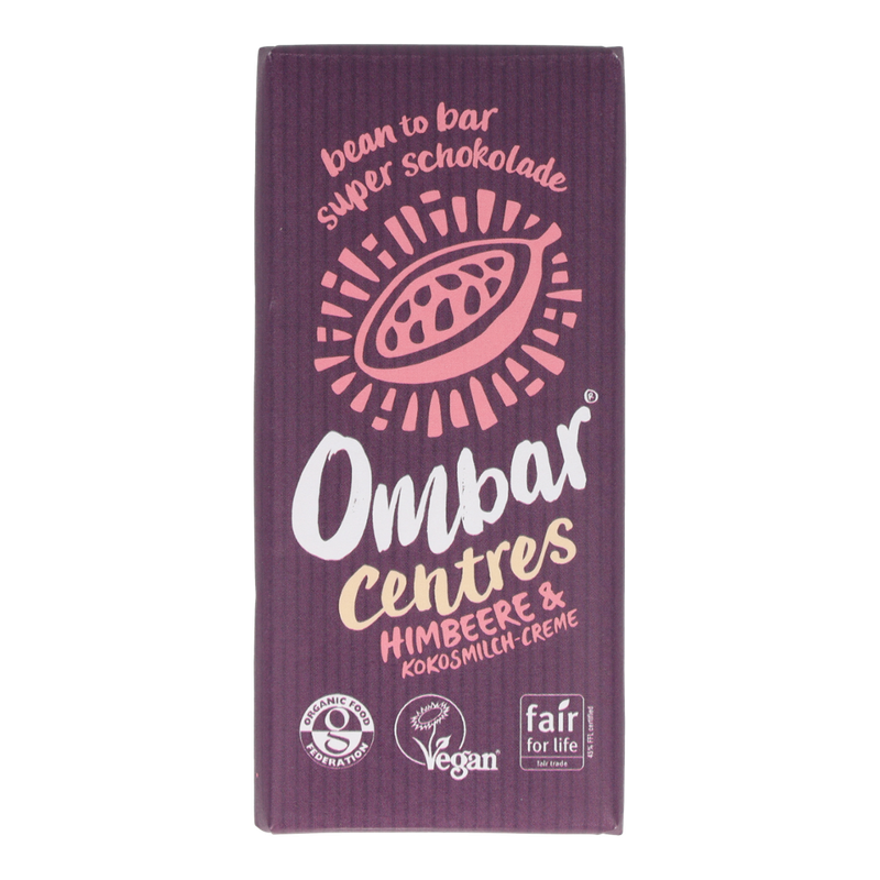 Ombar Ombar Centres Himbeere & Kokosmilch Bio Rohschokolade 70g - Produktbild