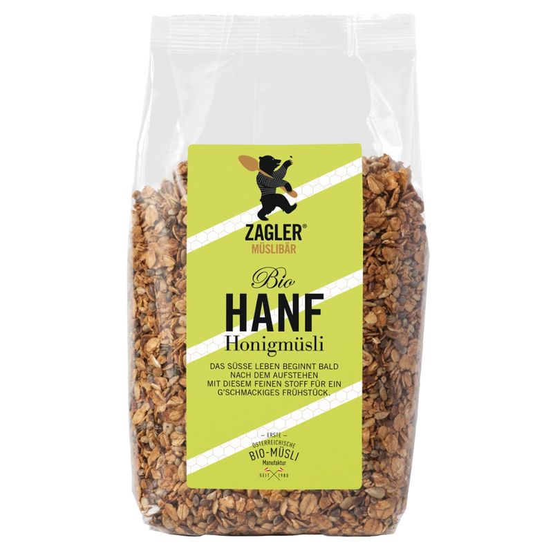 ZAGLER MÜSLIBÄR ZAGLER Bio-Hanf-Honigmüsli 500g, knusprig gebacken - Produktbild