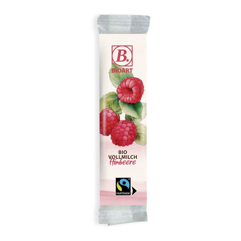 BioArt AG B. Schoko-Riegel Vollmilch Himbeere 30g bio, FT-Cert. - Produktbild