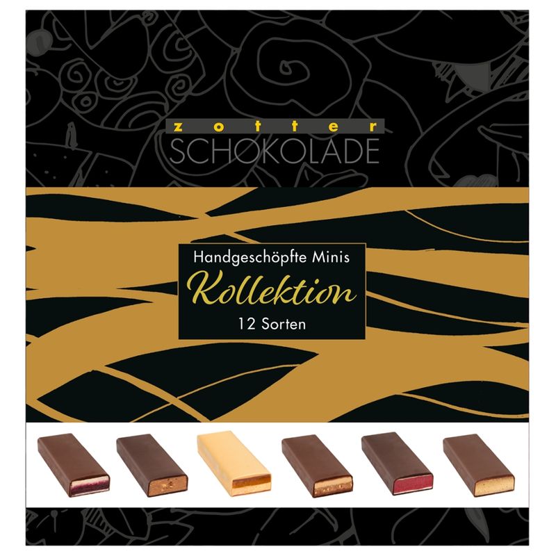 Zotter Schokolade Handgeschöpfte Minis Kollektion (Alk.) - 12 Sorten - Produktbild