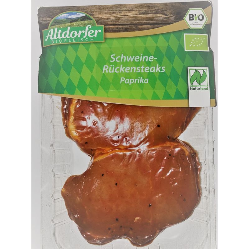 Altdorfer Biofleisch Bio Schweinerückensteak mariniert mit Paprika Skin - Produktbild