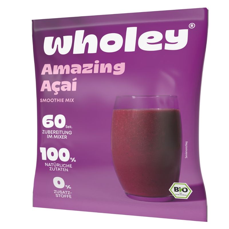 Wholey Wholey Amazing Açaí ready-to-blend Smoothie aus schockgefrorenen Bio-Zutaten  100 % bio, vegan und glutenfrei - Produktbild