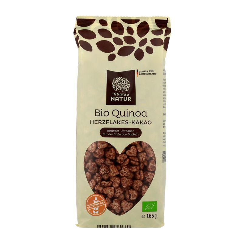 Mudda Natur Mudda Natur Bio Quinoa Herzflakes Kakao, 165 g Beutel - Produktbild