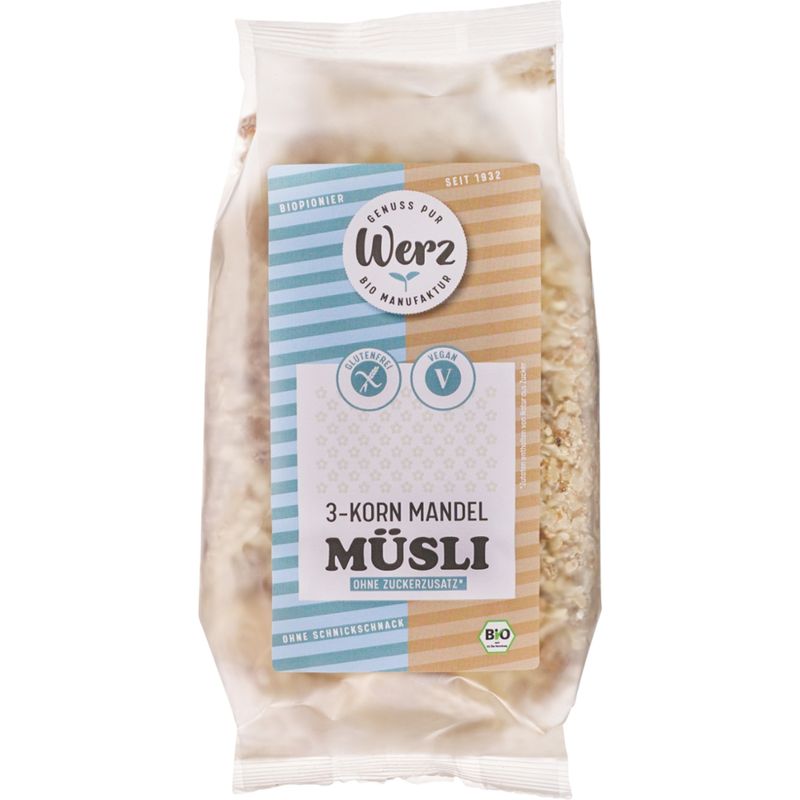 Naturkornmühle Werz 3-Korn Mandel Müsli, Vollkorn, glutenfrei - Produktbild