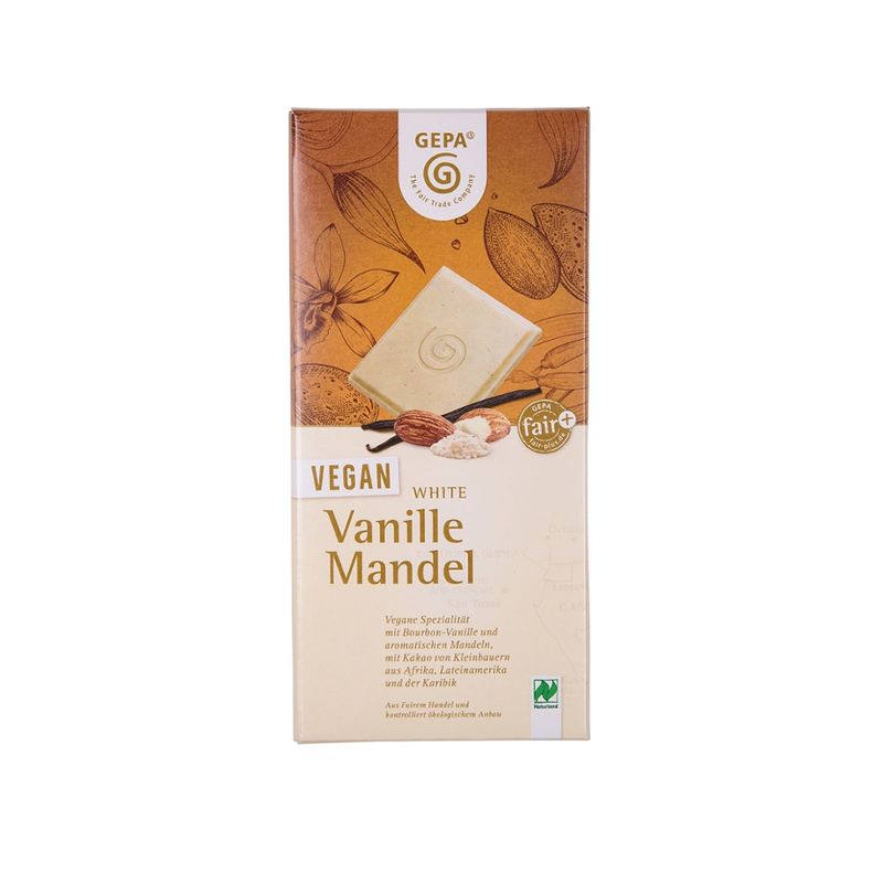 GEPA - The Fair Trade Company Bio Vegan White Vanille Mandel Kakaobutterzubereitung mit Vanille und Mandel - Produktbild