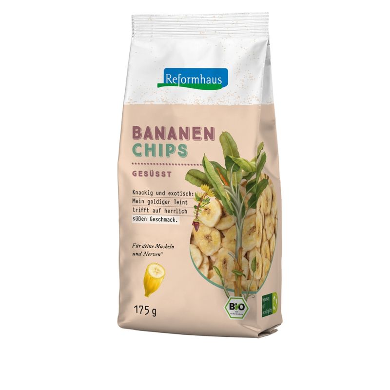 Reformhaus Bananenchips gesüßt mit Zucker bio - Produktbild